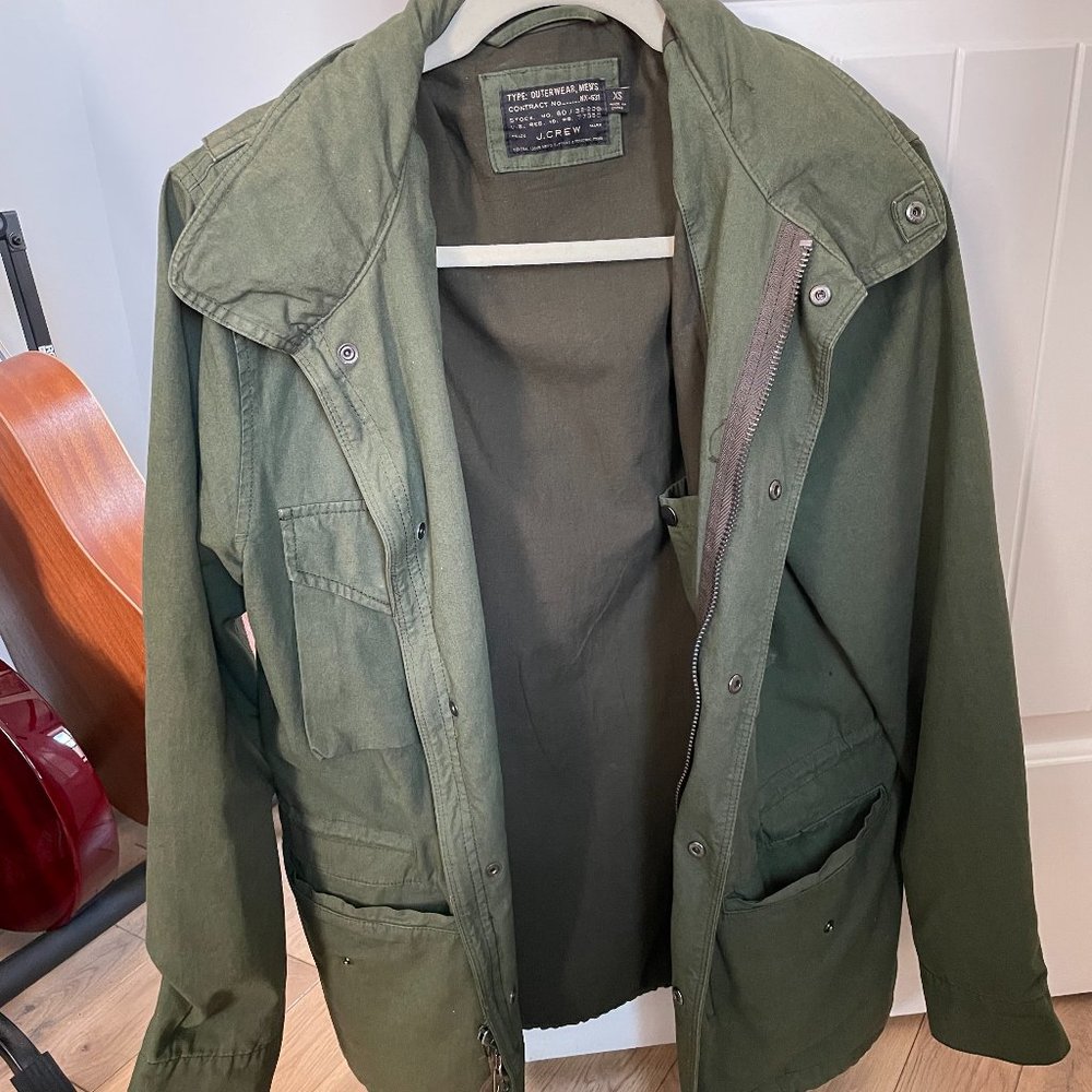 JCrew XS Garment-dyed Green Army Field Cargo M65 jacket